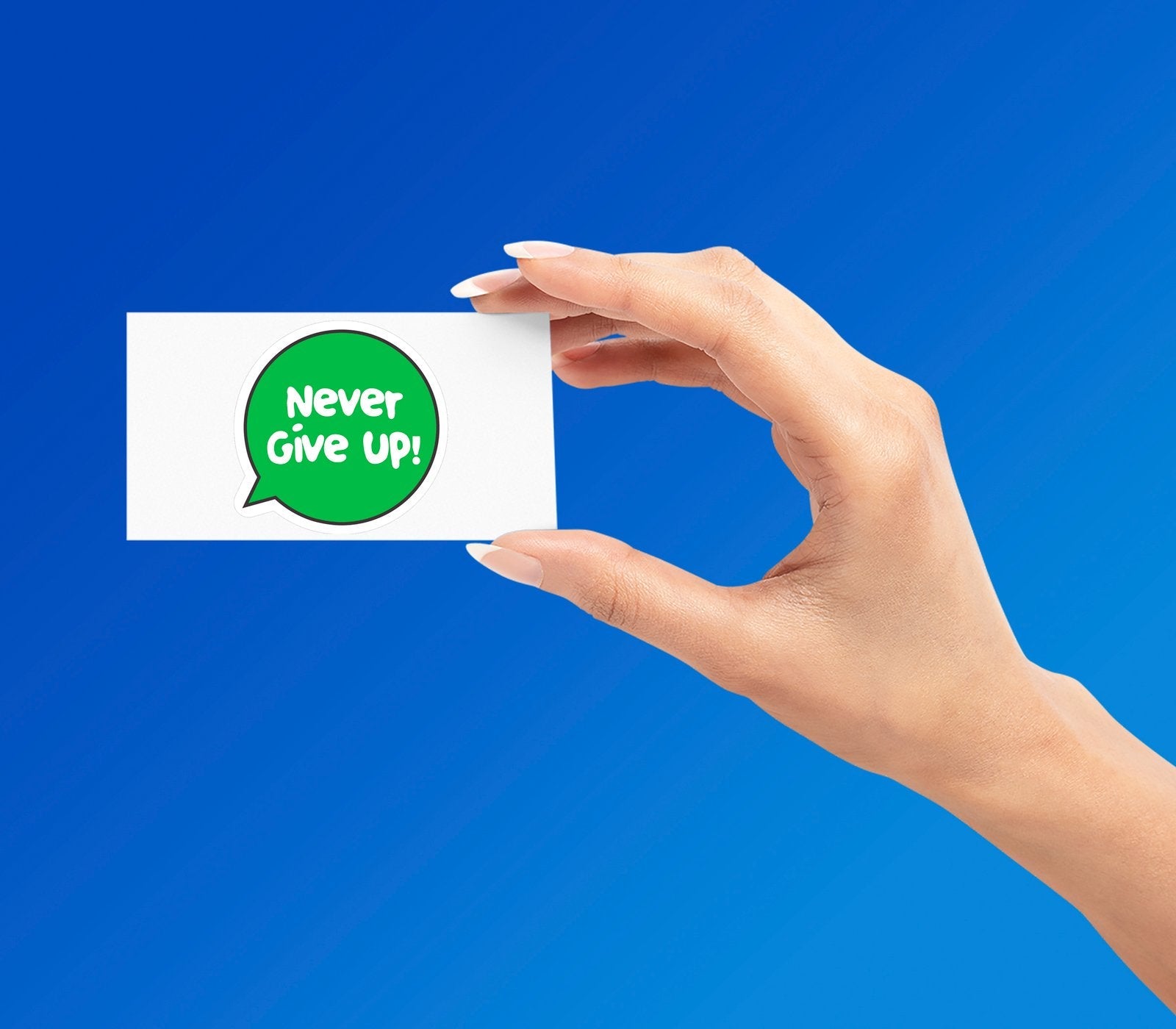 NEVER GIVE UP STICKER Metalized Sticker