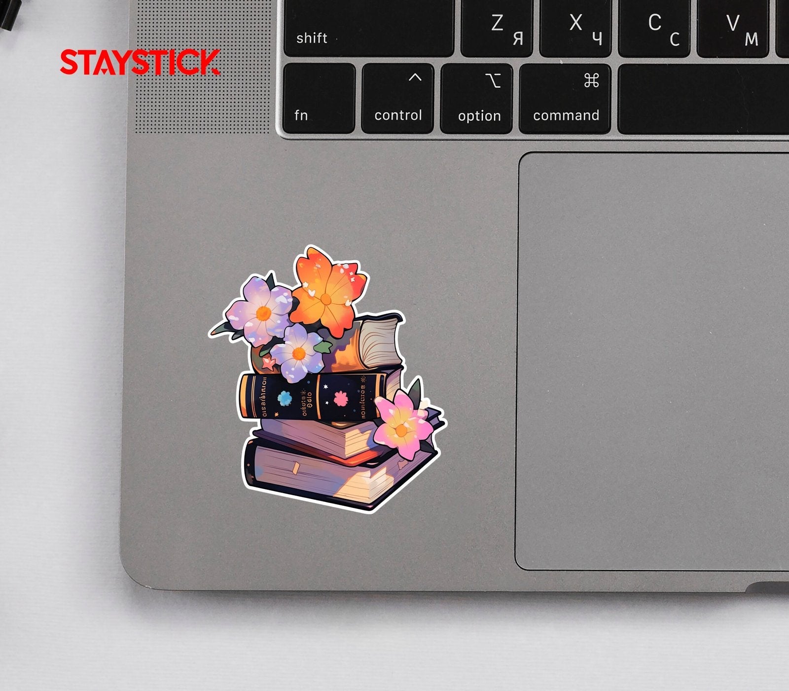 FLOWER & BOOK STICKER Premium Vinyl Sticker