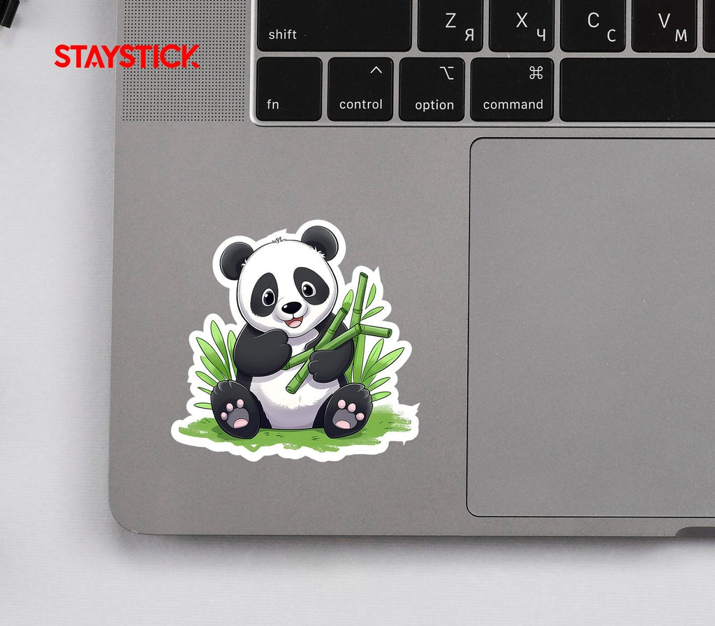 Cute Panda with Bamboo Sticker Premium Vinyl Sticker