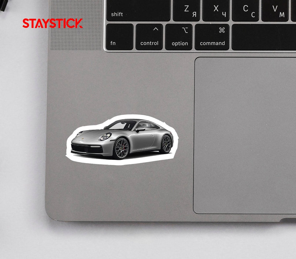 Silver Porsche 911 Sports Car Sticker Premium Vinyl Sticker