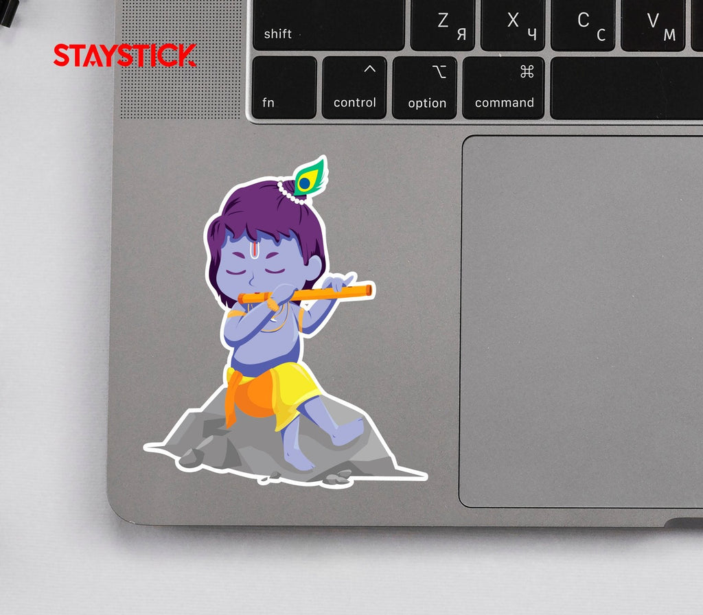 Flute Krishna Sticker Premium Vinyl Sticker
