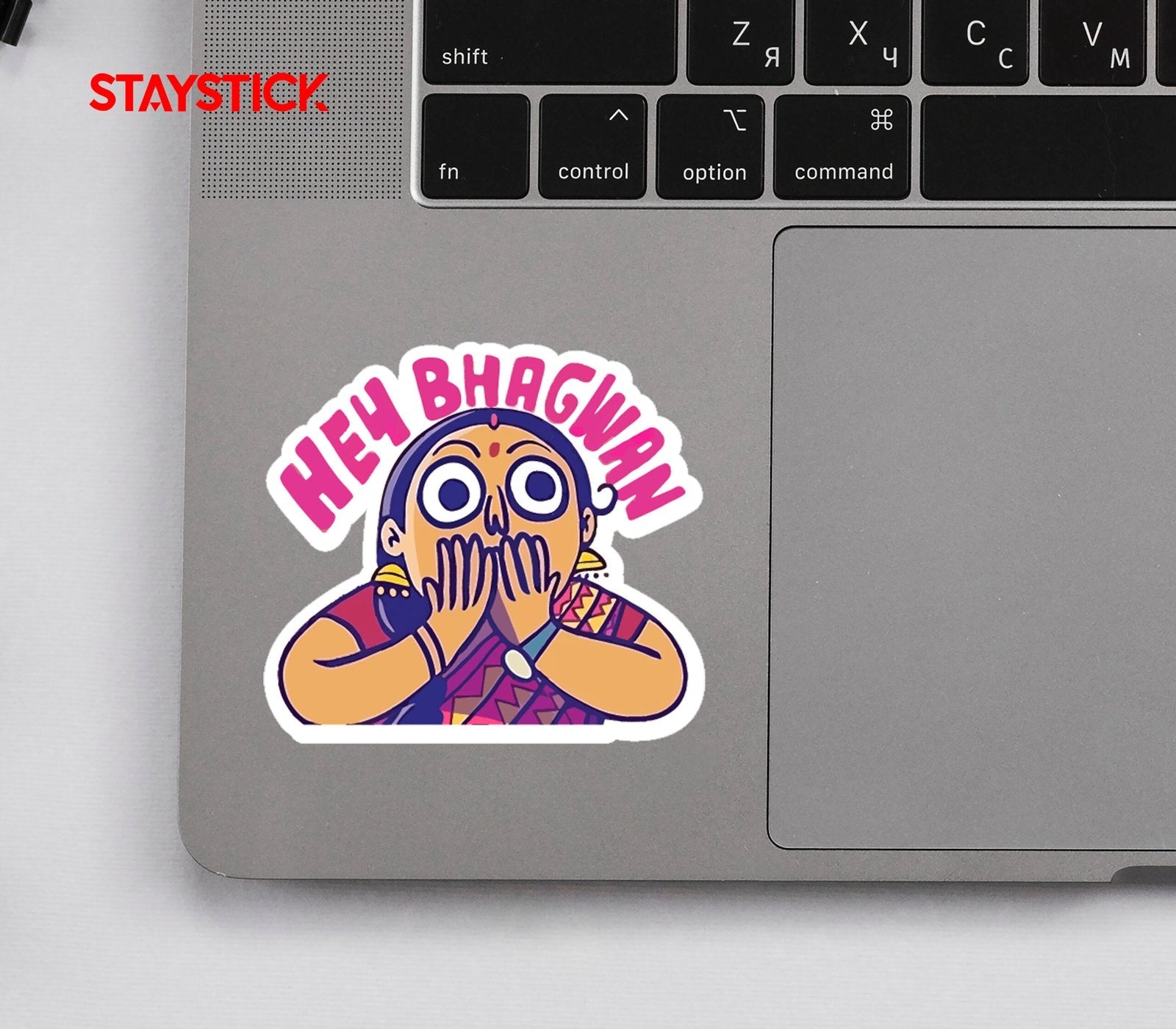HEY BHAGWAN FUNNY STICKER Premium Vinyl Sticker