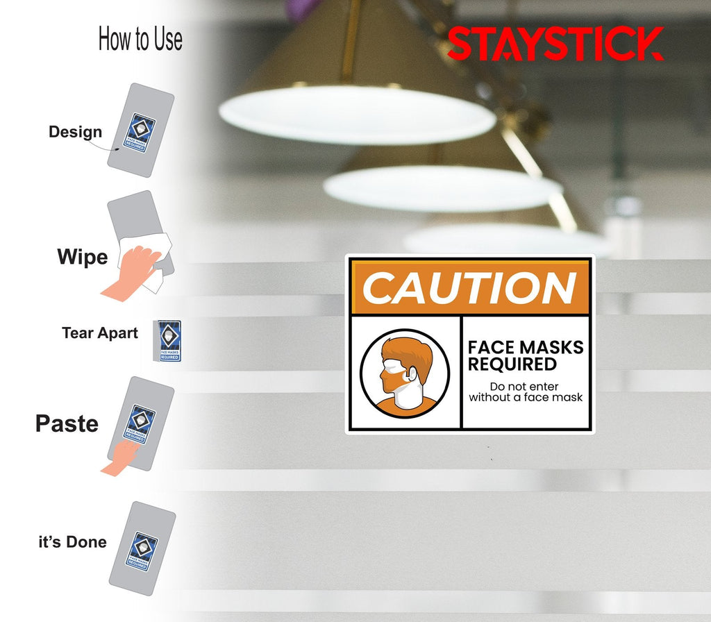 CAUTION FACE MASK STICKER Premium Vinyl Sticker