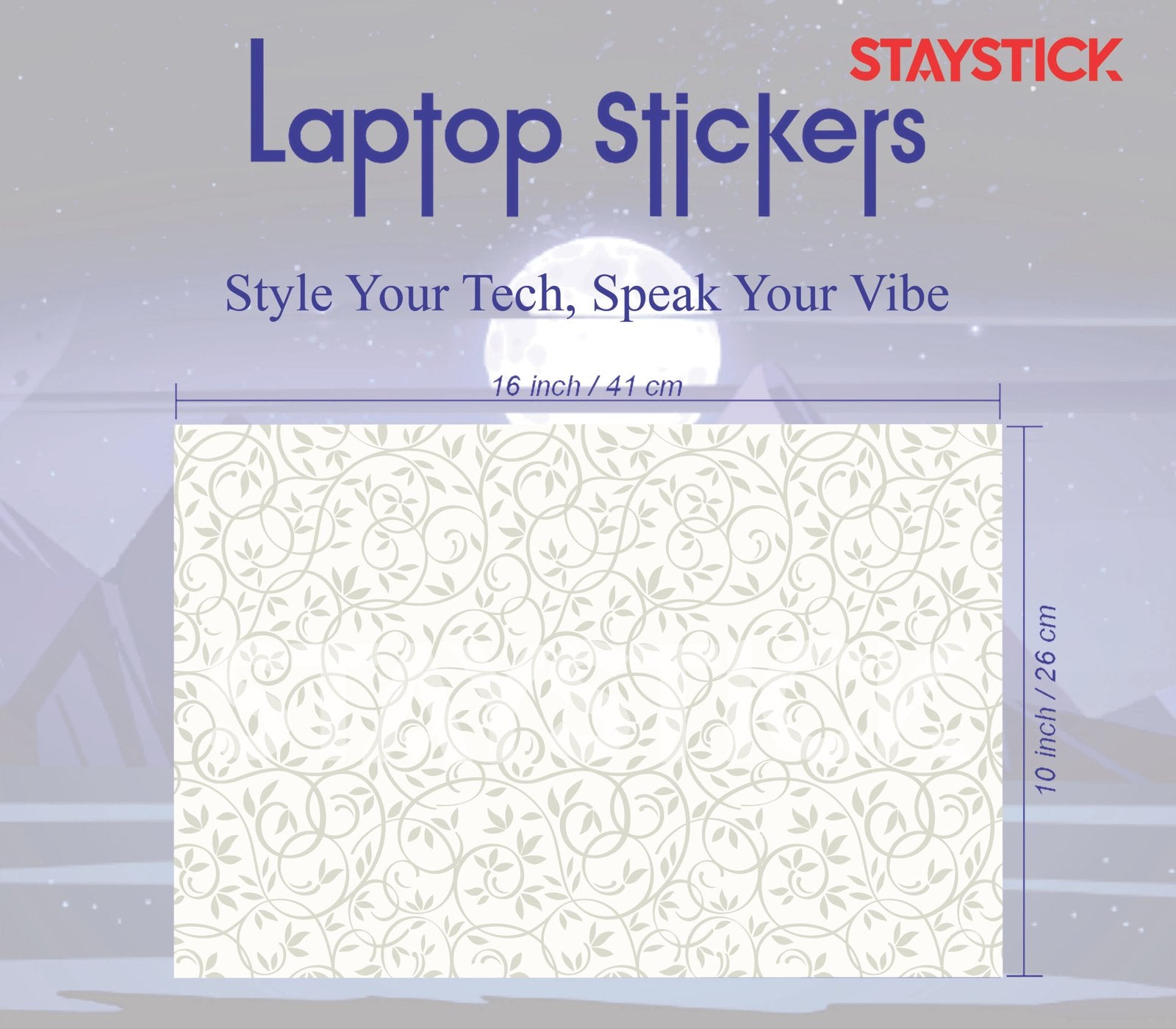 WHITE GRAPHICAL  LAPTOP STICKER
