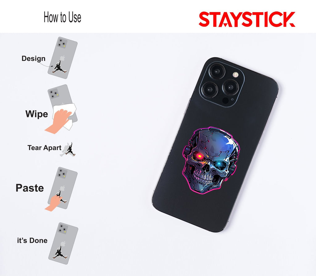 CYBER SKULL STICKER Premium Vinyl Sticker