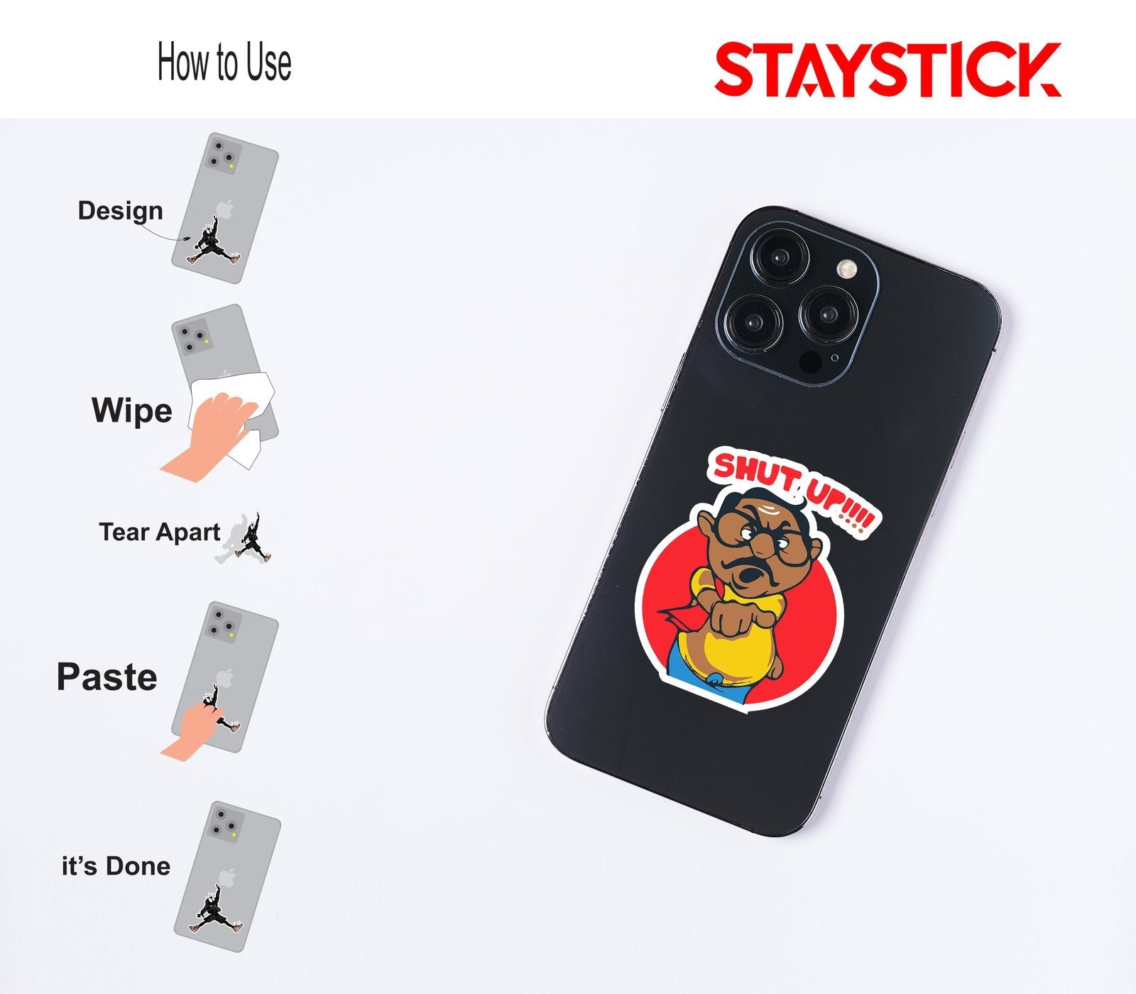SHUT UP FUNNY CARTOON STICKER Premium Vinyl Sticker