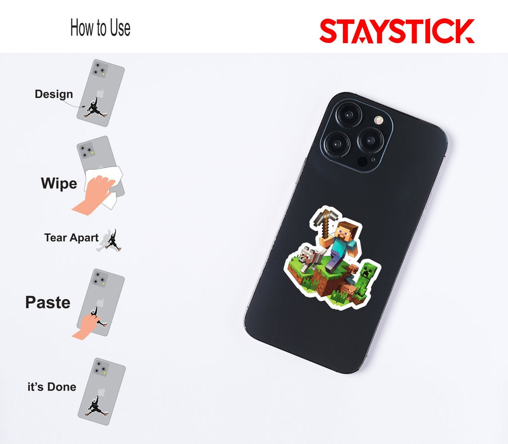 Minecraft Steve with Animals Sticker Premium Vinyl Sticker
