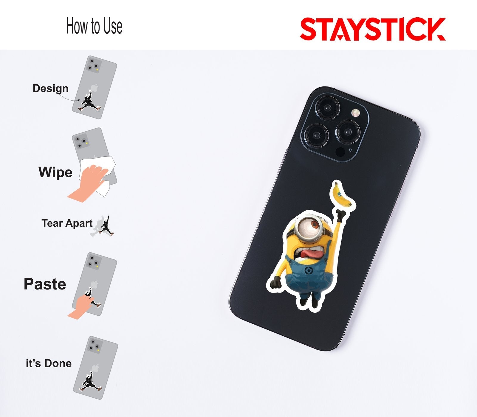 Minion Reaching for Banana Sticker Premium Vinyl Sticker