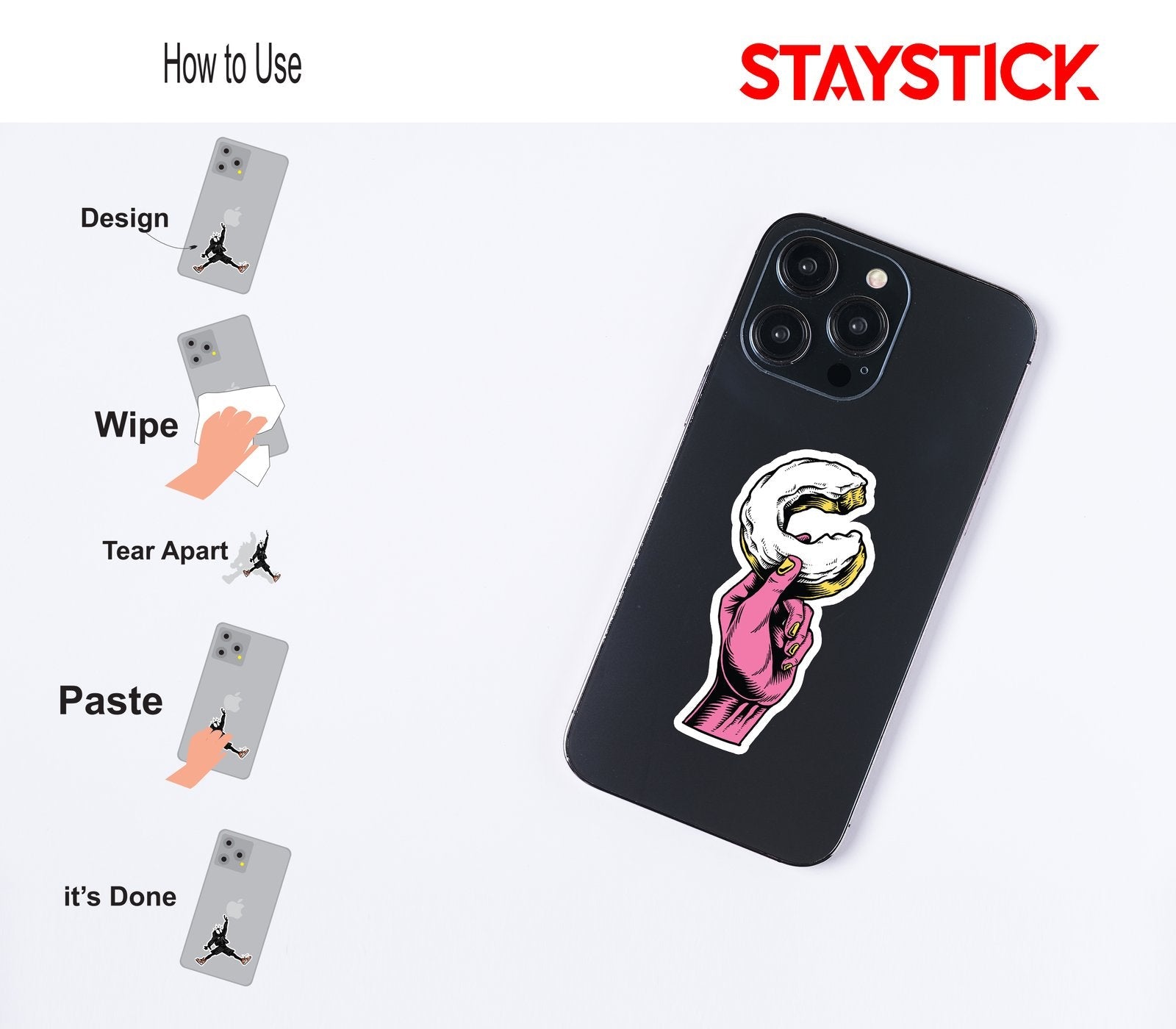 Pink Hand Holding Donut Sticker Premium Vinyl Sticker