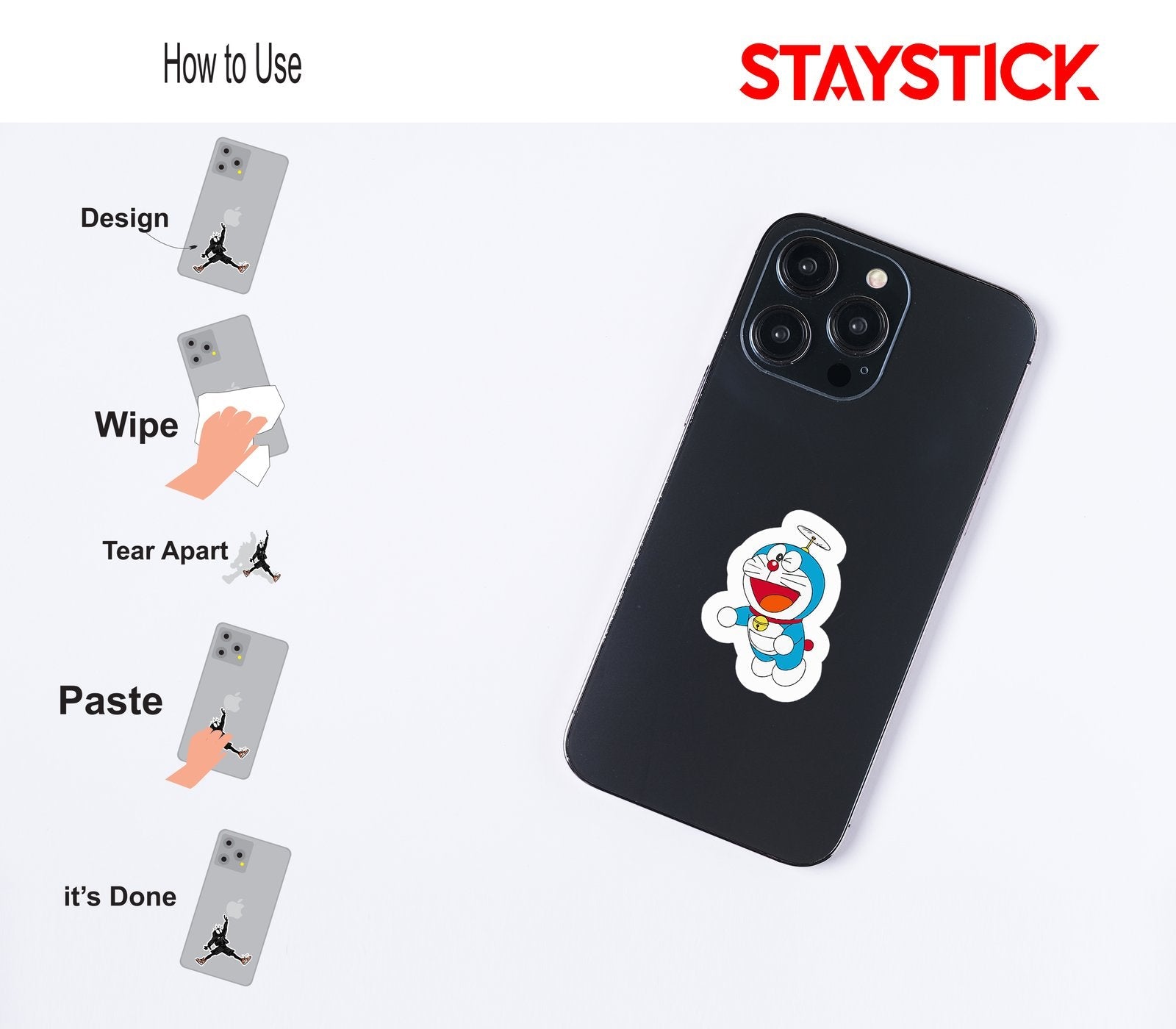 Doraemon Flying with Propeller Sticker Premium Vinyl Sticker