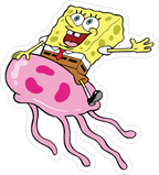 SpongeBob Jellyfishing Sticker Premium Vinyl Sticker