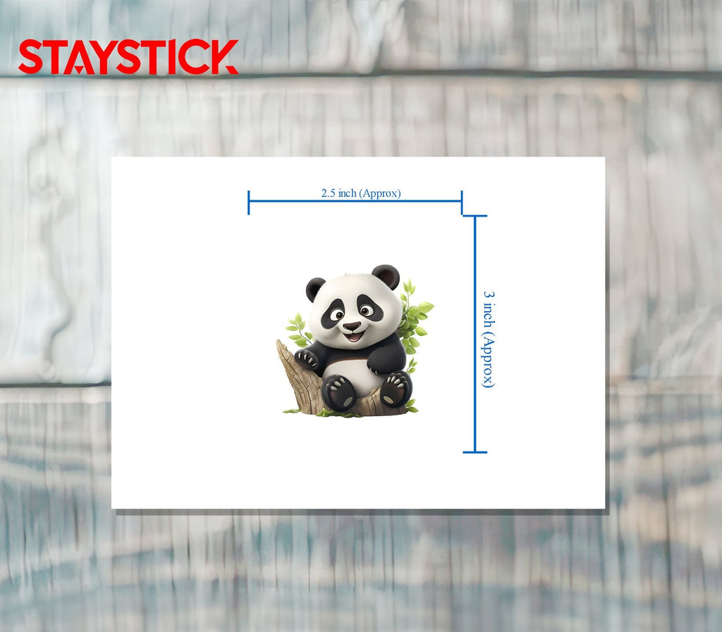 Cute Panda on Tree Stump Sticker Premium Vinyl Sticker