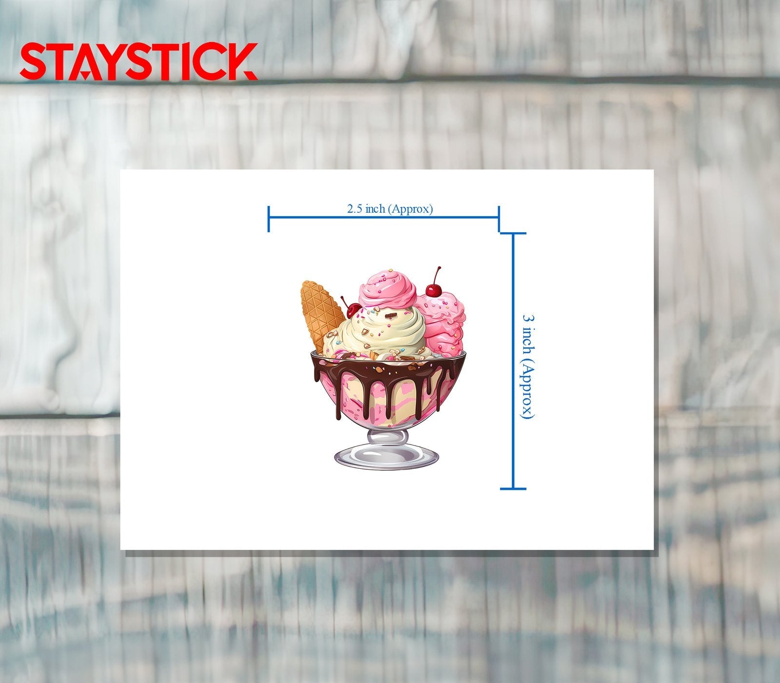 Cartoon Ice Cream Sundae Sticker Premium Vinyl Sticker