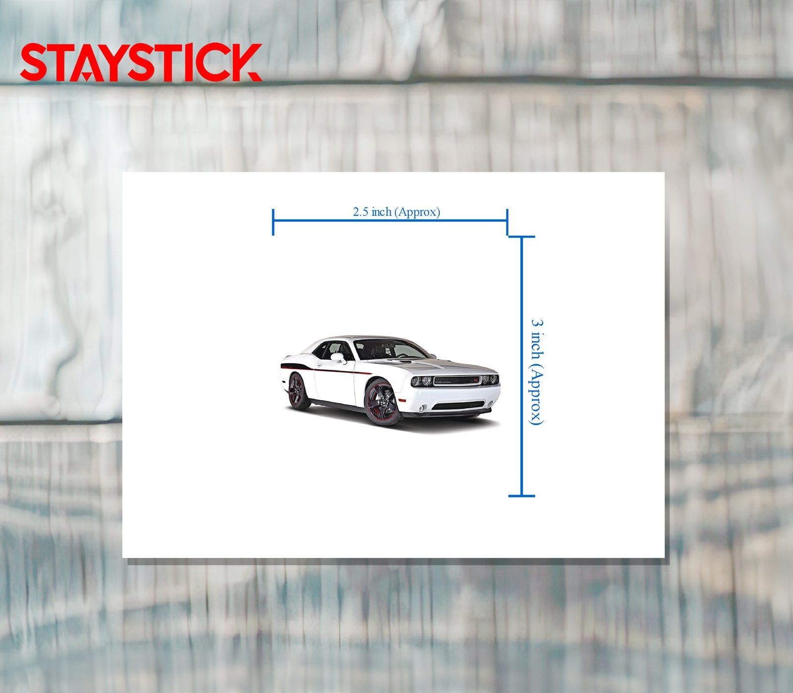White Dodge Challenger RT Stripes Sticker Premium Vinyl Sticker