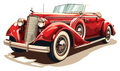 Red Vintage Classic Car Sticker Premium Vinyl Sticker