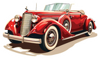 Red Vintage Classic Car Sticker Premium Vinyl Sticker