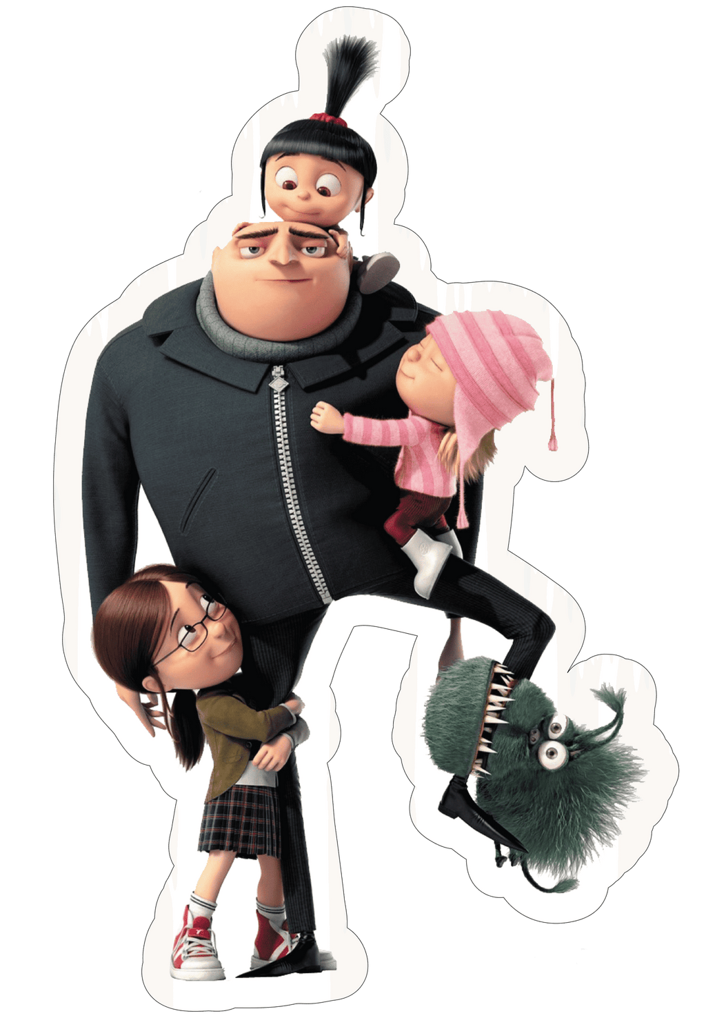 Cartoon characters from an animated movie on a transparent background