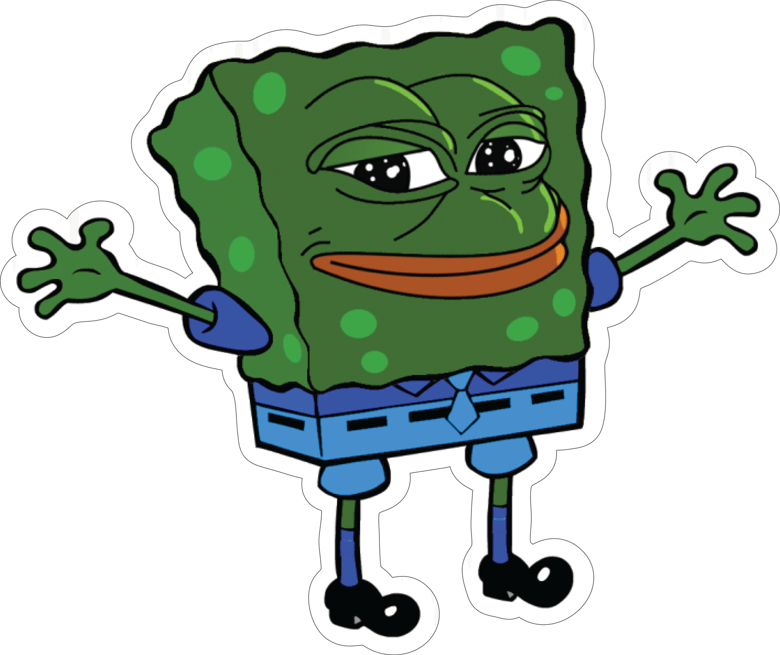 Sad Spongebob Pepe Meme Sticker Premium Vinyl Sticker