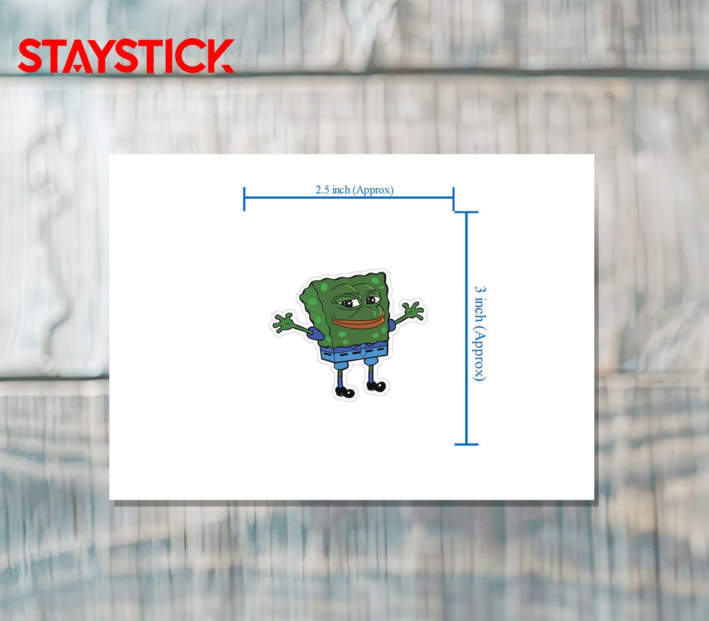 Sad Spongebob Pepe Meme Sticker Premium Vinyl Sticker