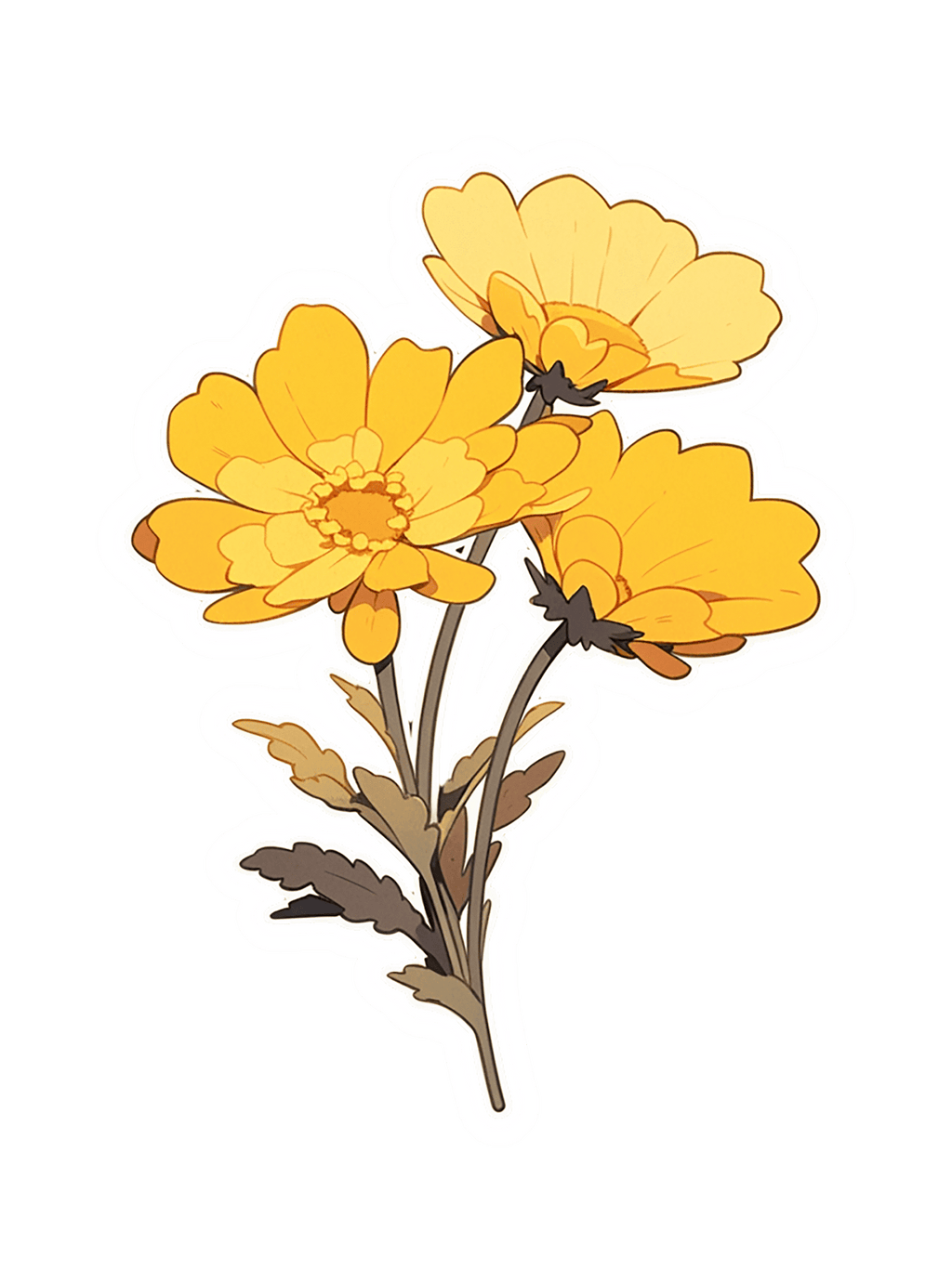 YELLOW FLOWER 2 STICKER Premium Vinyl Sticker