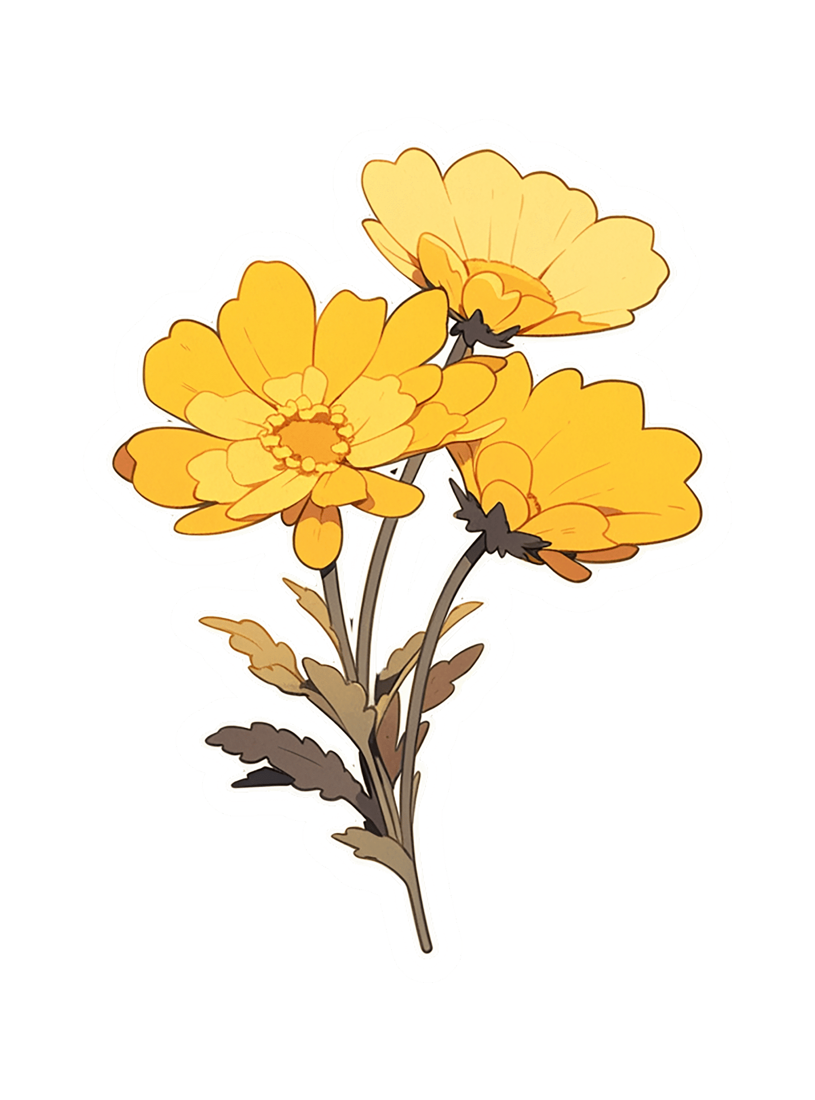 YELLOW FLOWER 2 STICKER Premium Vinyl Sticker