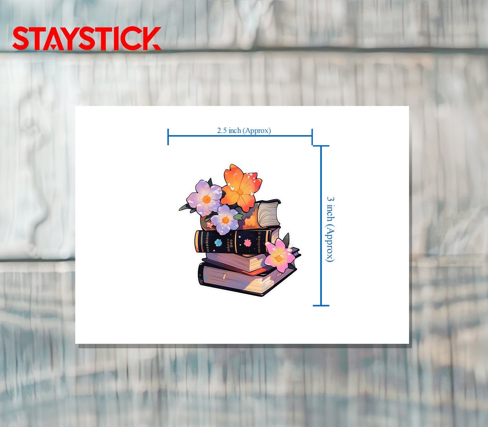 FLOWER & BOOK STICKER Premium Vinyl Sticker