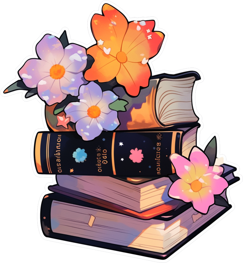 FLOWER & BOOK STICKER Premium Vinyl Sticker