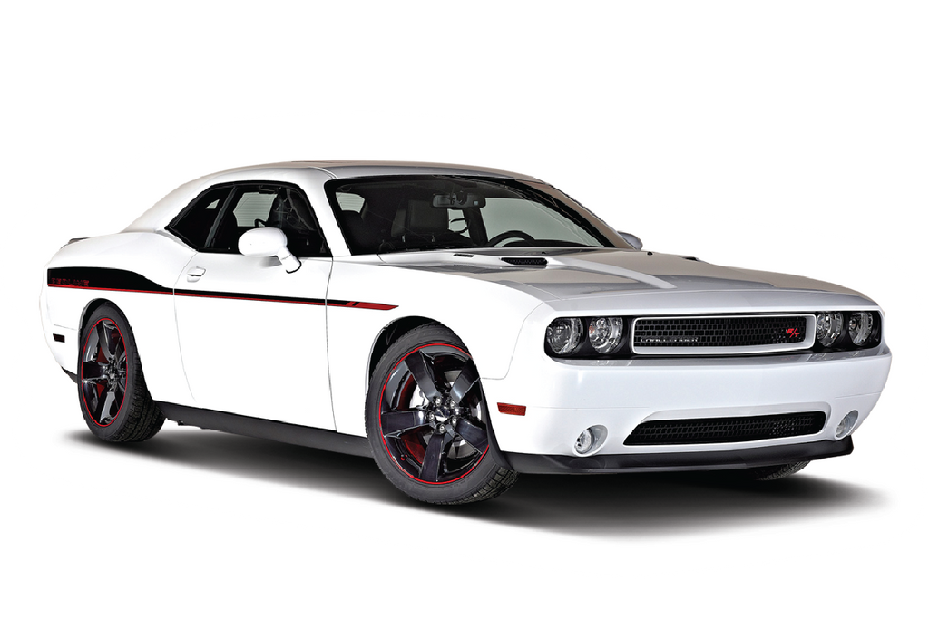 White Dodge Challenger RT Stripes Sticker Premium Vinyl Sticker