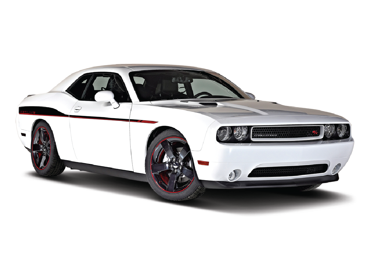 White Dodge Challenger RT Stripes Sticker Premium Vinyl Sticker