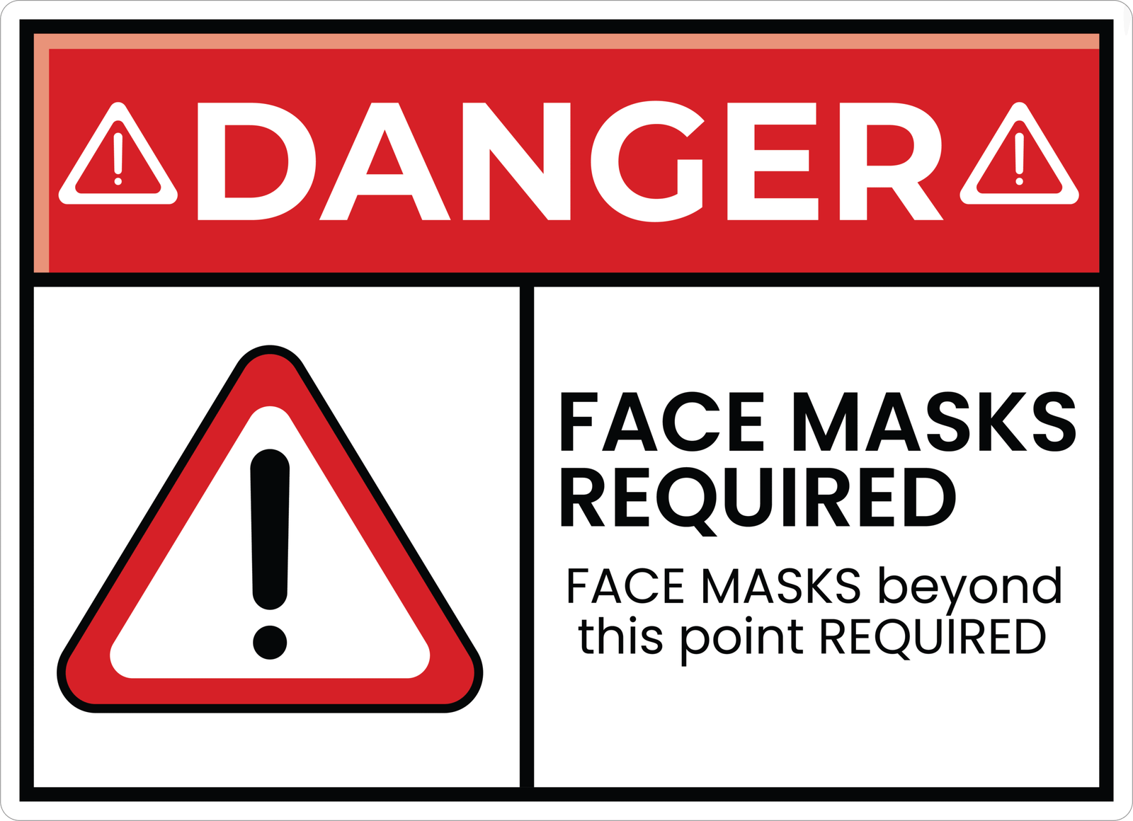 DANGER FACE MASK STICKER Safety Sticker
