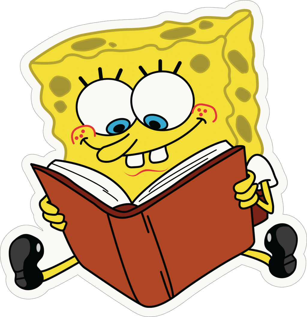 SpongeBob Reading Book Sticker Premium Vinyl Sticker