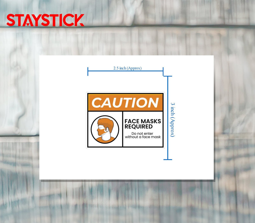 CAUTION FACE MASK STICKER Premium Vinyl Sticker