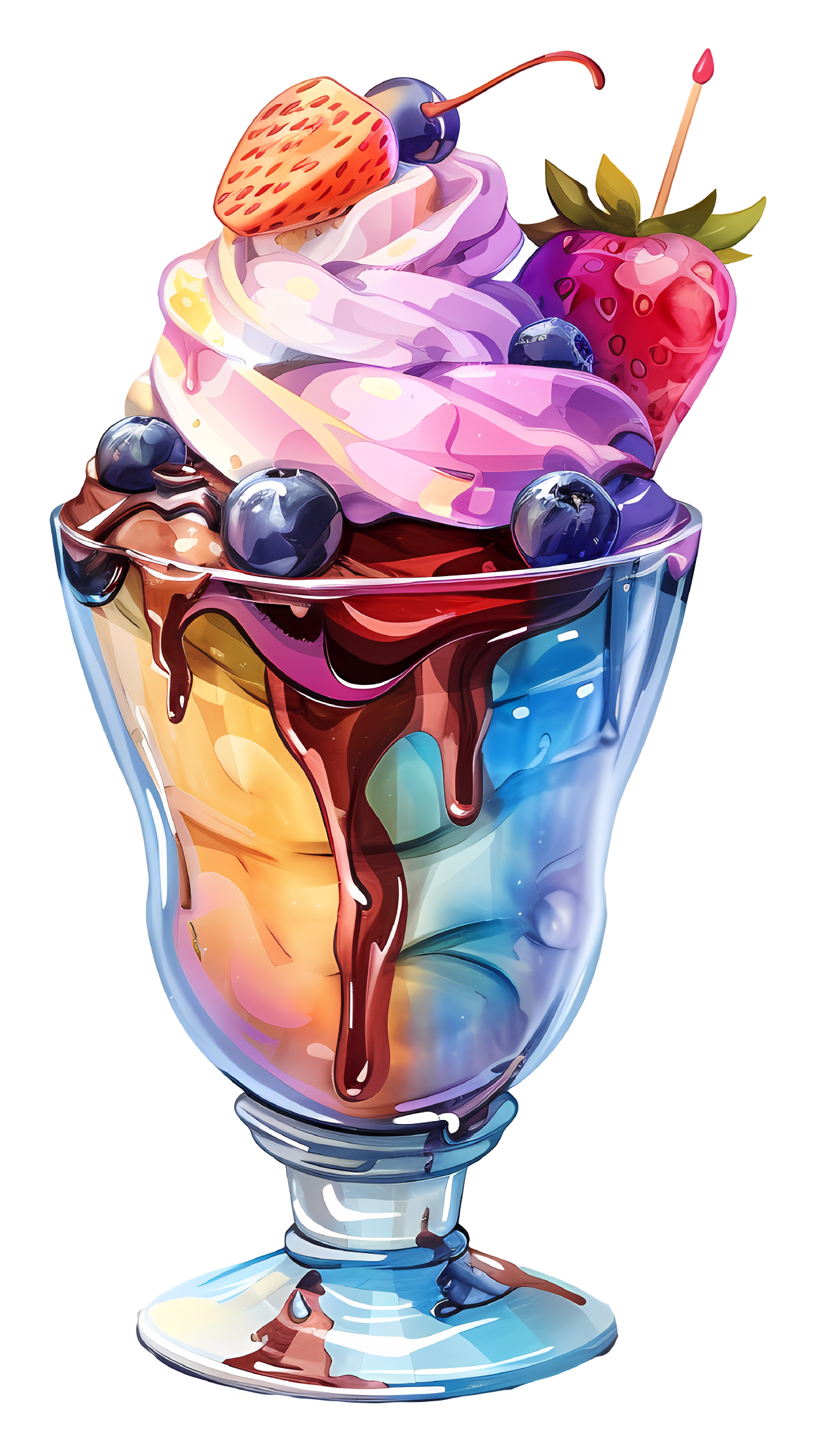 Colorful Sundae Dessert Sticker Premium Vinyl Sticker