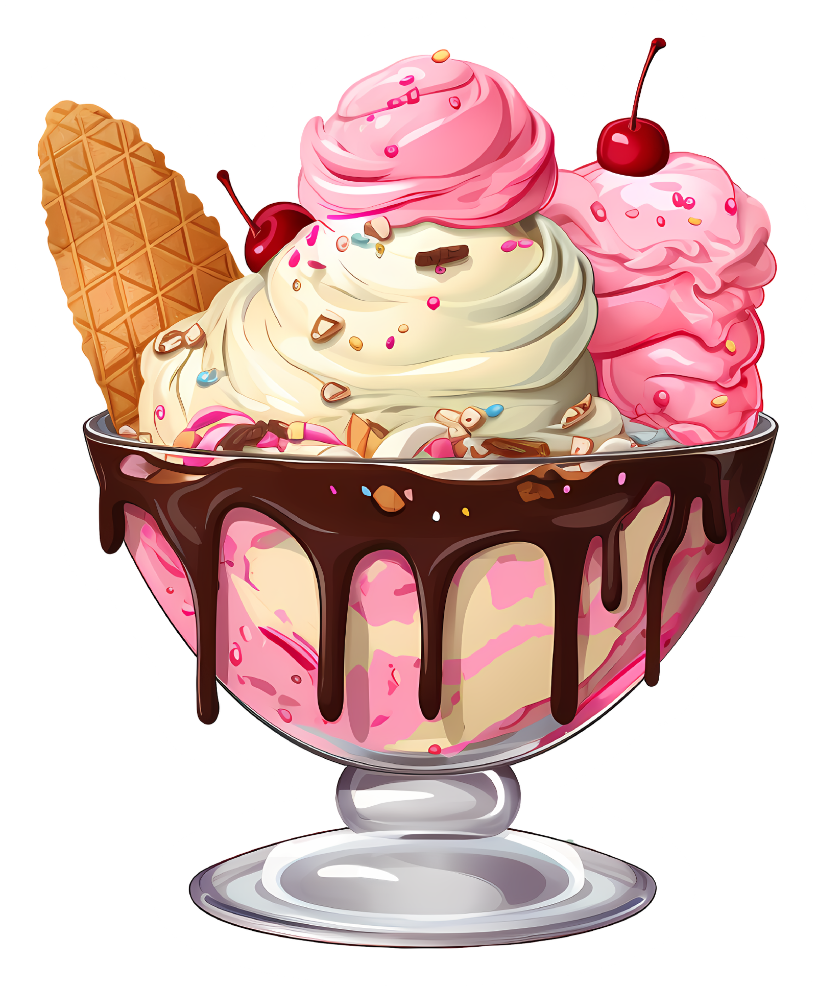 Cartoon Ice Cream Sundae Sticker Premium Vinyl Sticker