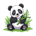 Cute Panda with Bamboo Sticker Premium Vinyl Sticker