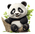 Cute Panda on Tree Stump Sticker Premium Vinyl Sticker