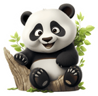 Cute Panda on Tree Stump Sticker Premium Vinyl Sticker