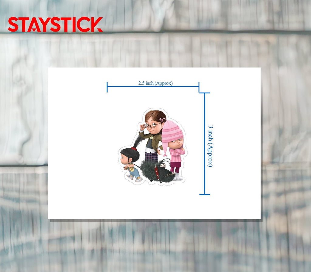Despicable Me Girls & Gru Dog Sticker Premium Vinyl Sticker