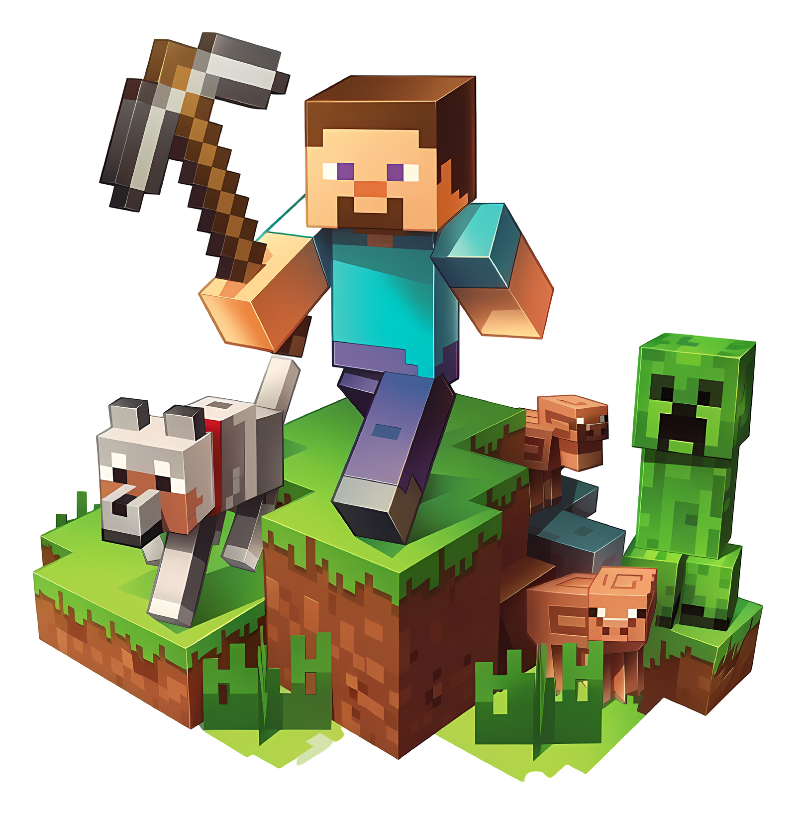 Minecraft Steve with Animals Sticker Premium Vinyl Sticker