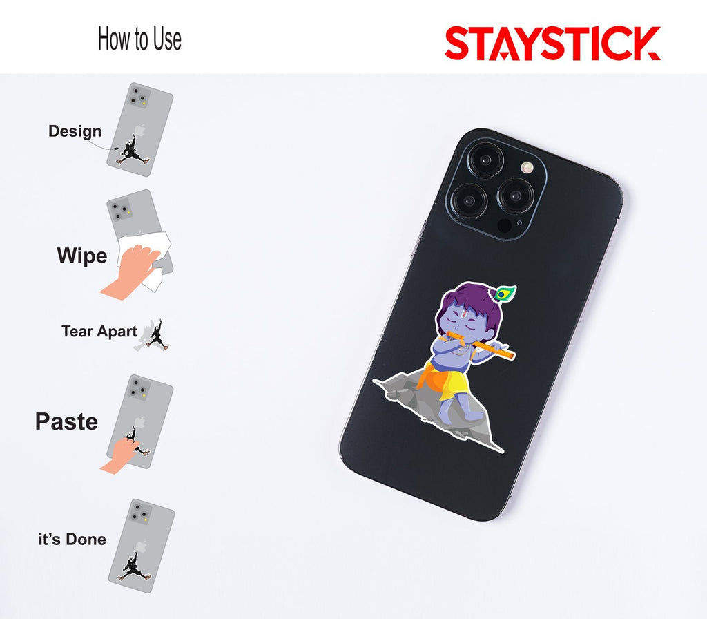 Flute Krishna Sticker Premium Vinyl Sticker