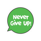 NEVER GIVE UP STICKER Metalized Sticker