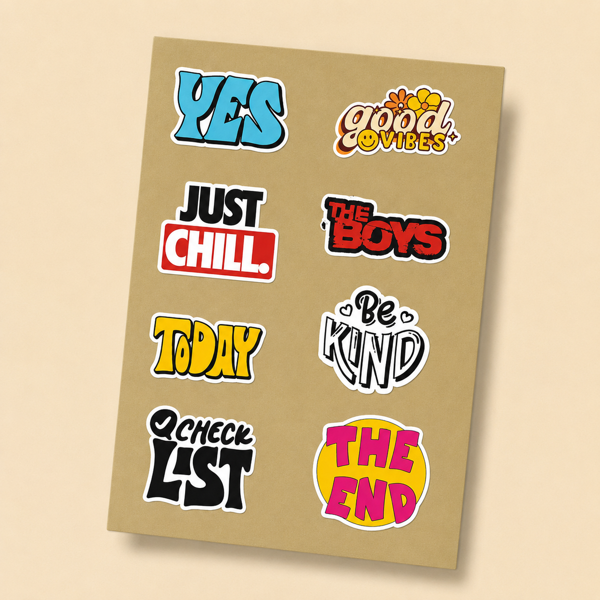 Good Vibes Typography Mini Sticker Sheet (7 Vinyl Stickers)